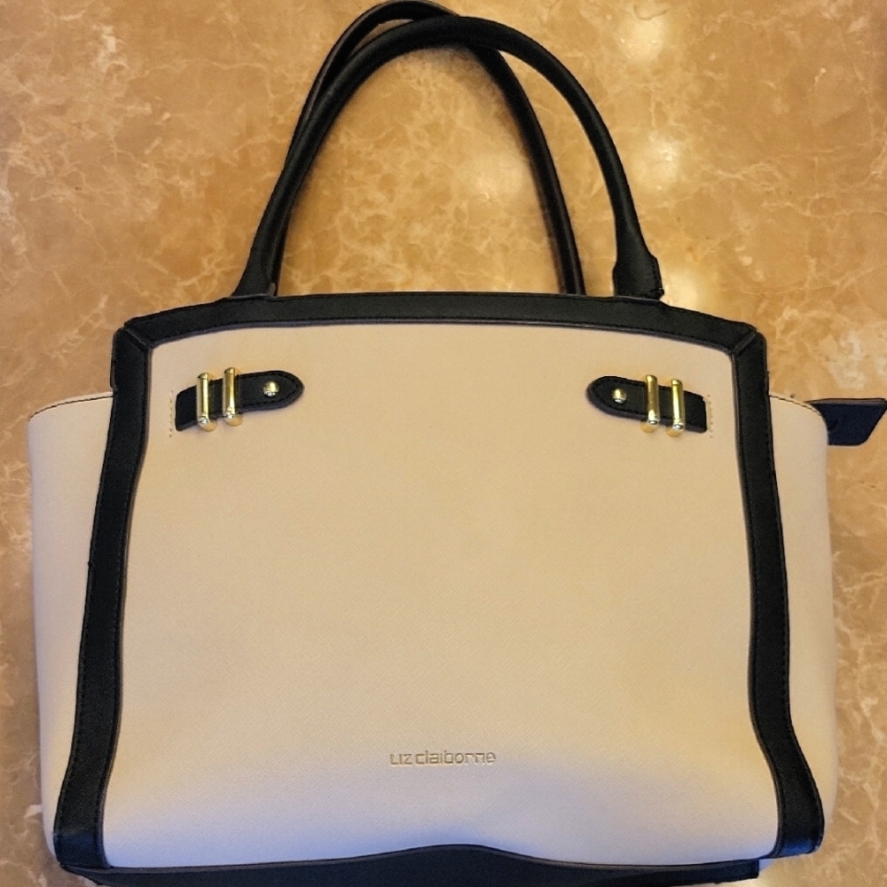 Liz Claiborne Black and Cream Tote Bag